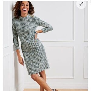 Elegant Blue  and White Tweed Dress
